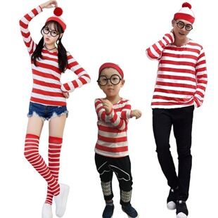 情侣英国动漫聪明的沃里服 圣诞节服装 cosplay 条纹圣诞服