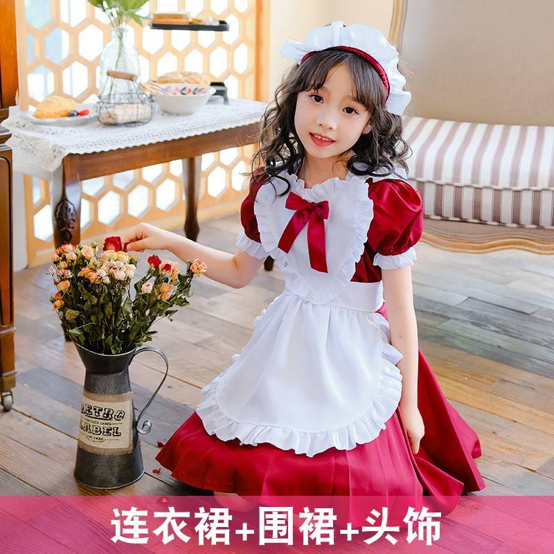 儿童爱丽丝蓝色女仆装洛丽塔连衣裙万圣节女童舞台演出服外贸跨境