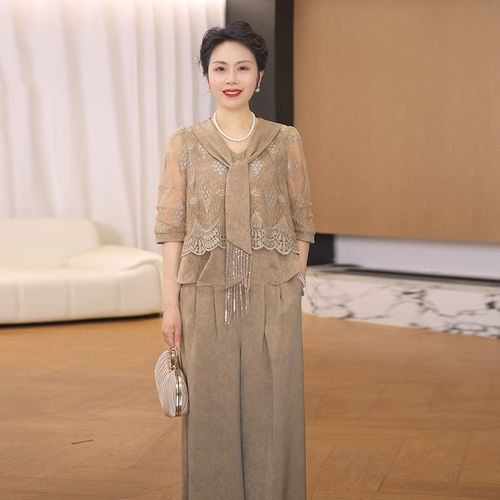 中年妈妈装宽松显瘦短袖套装