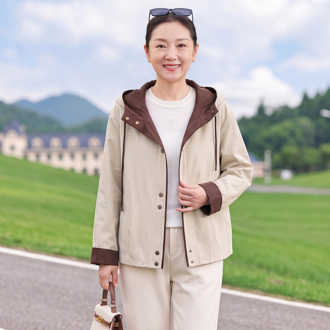 中年女士显瘦洋气大码夹克衫外套