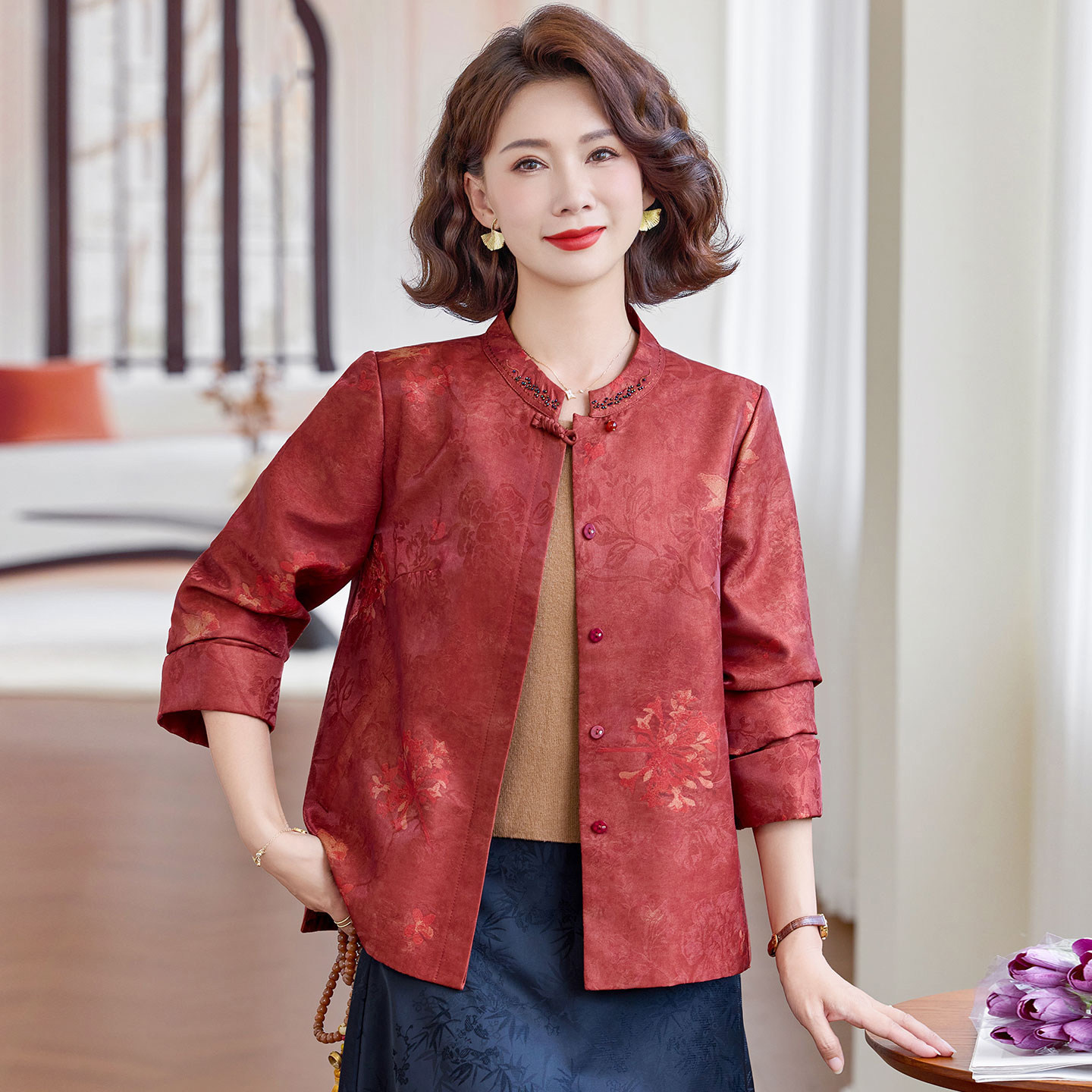 新中式妈妈秋装外套婚宴礼服