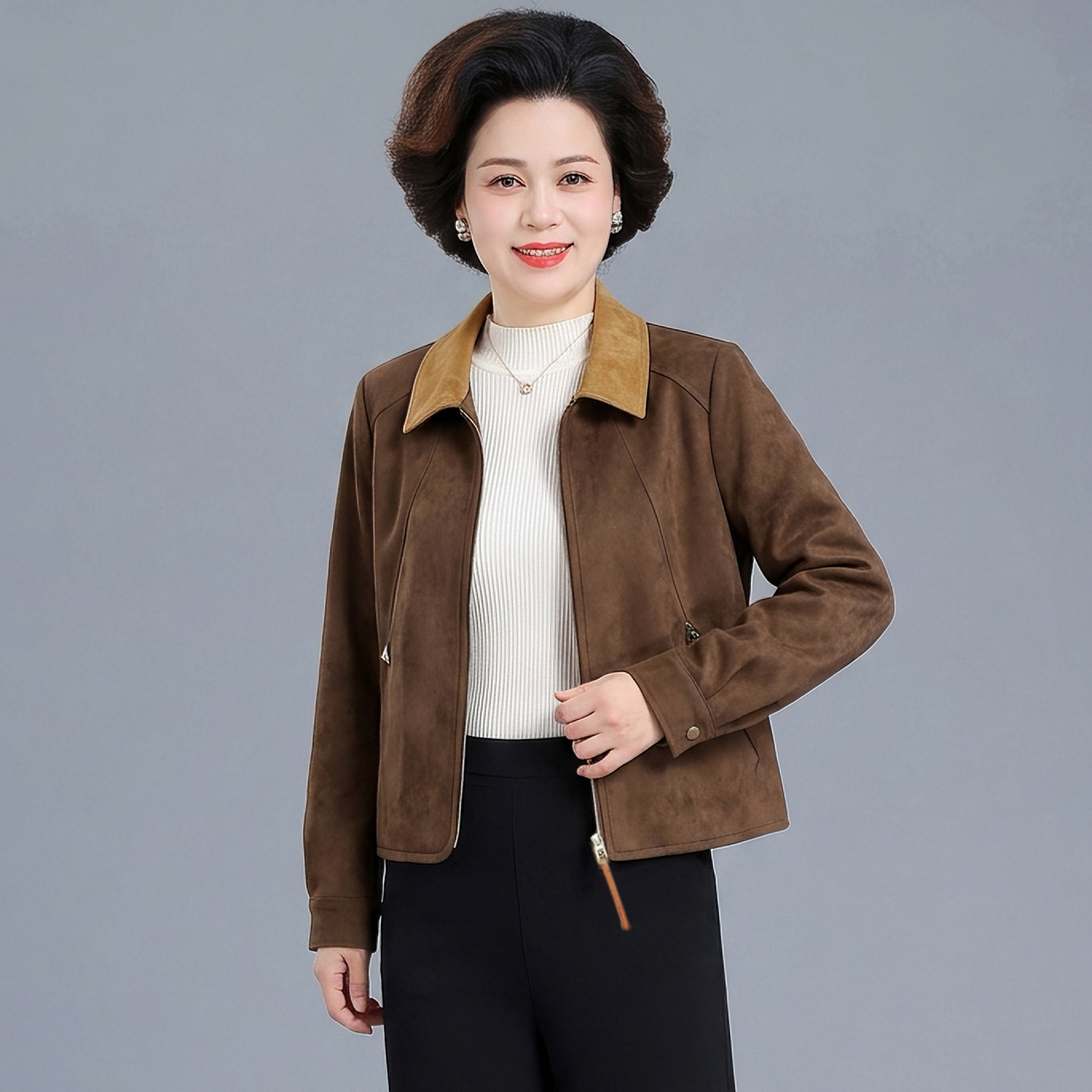 上衣中老年女装春秋夹克气质