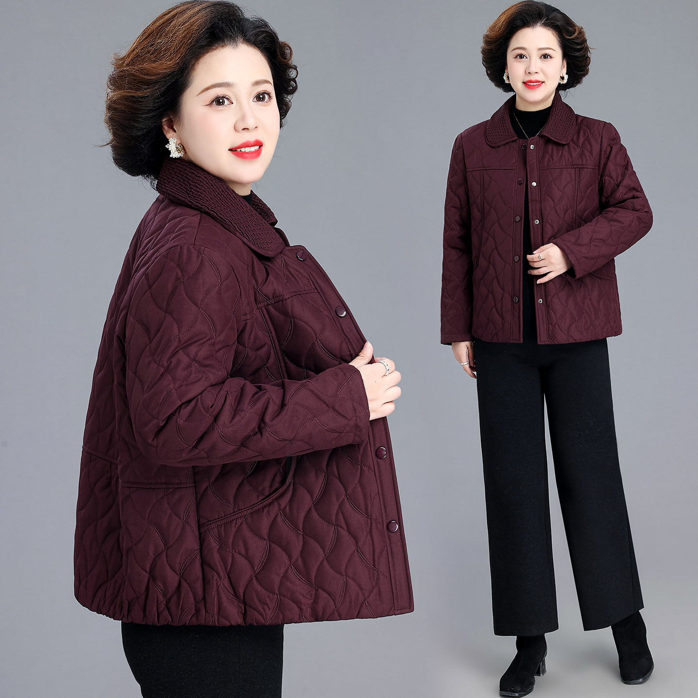 中老年女装秋冬二棉夹克棉服上衣