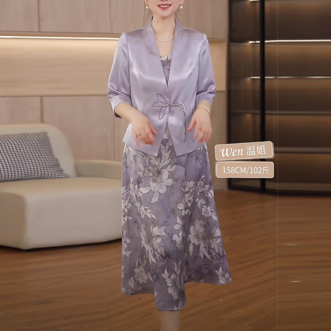 中年女时尚休闲长裙子套装