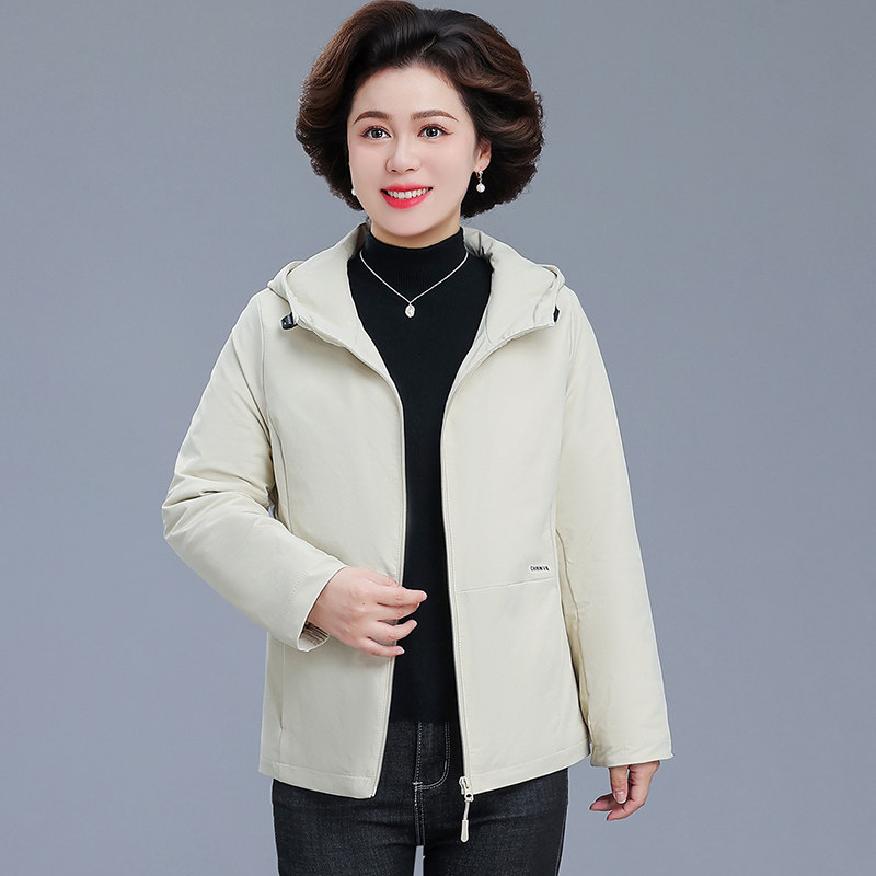 新款式时尚休闲洋气连帽外套女中老年妈妈装宽松保暖减龄上衣