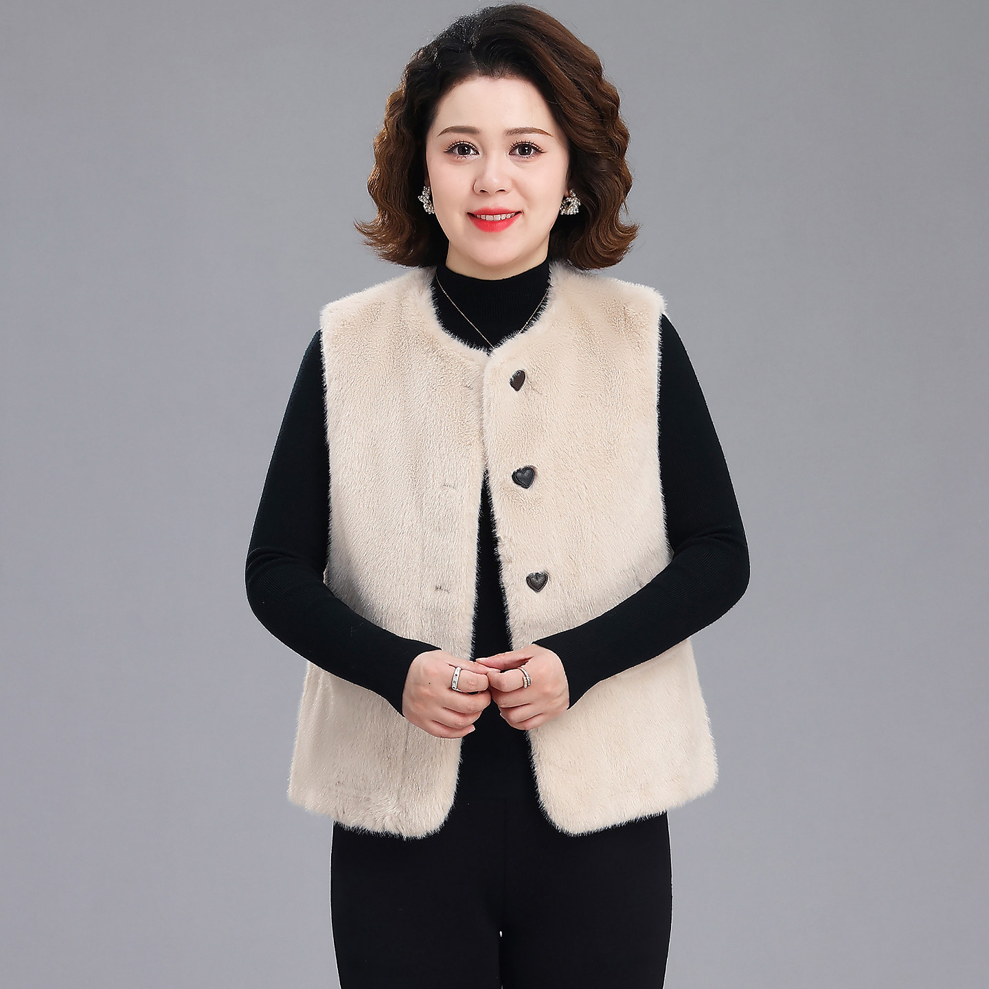 中老年妈妈装宽松保暖无袖外套