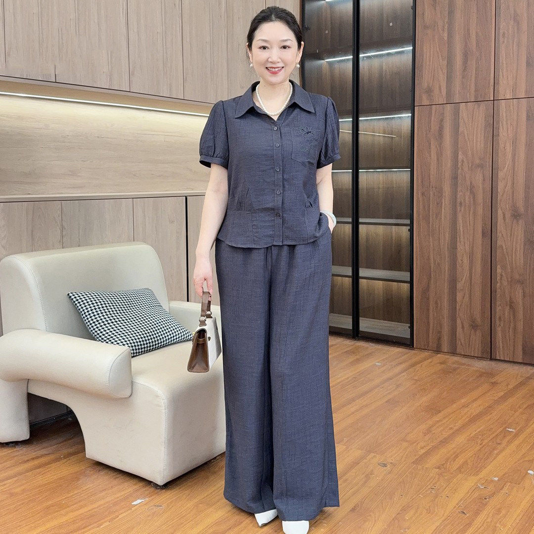 中年妈妈夏装洋气休闲套装2026
