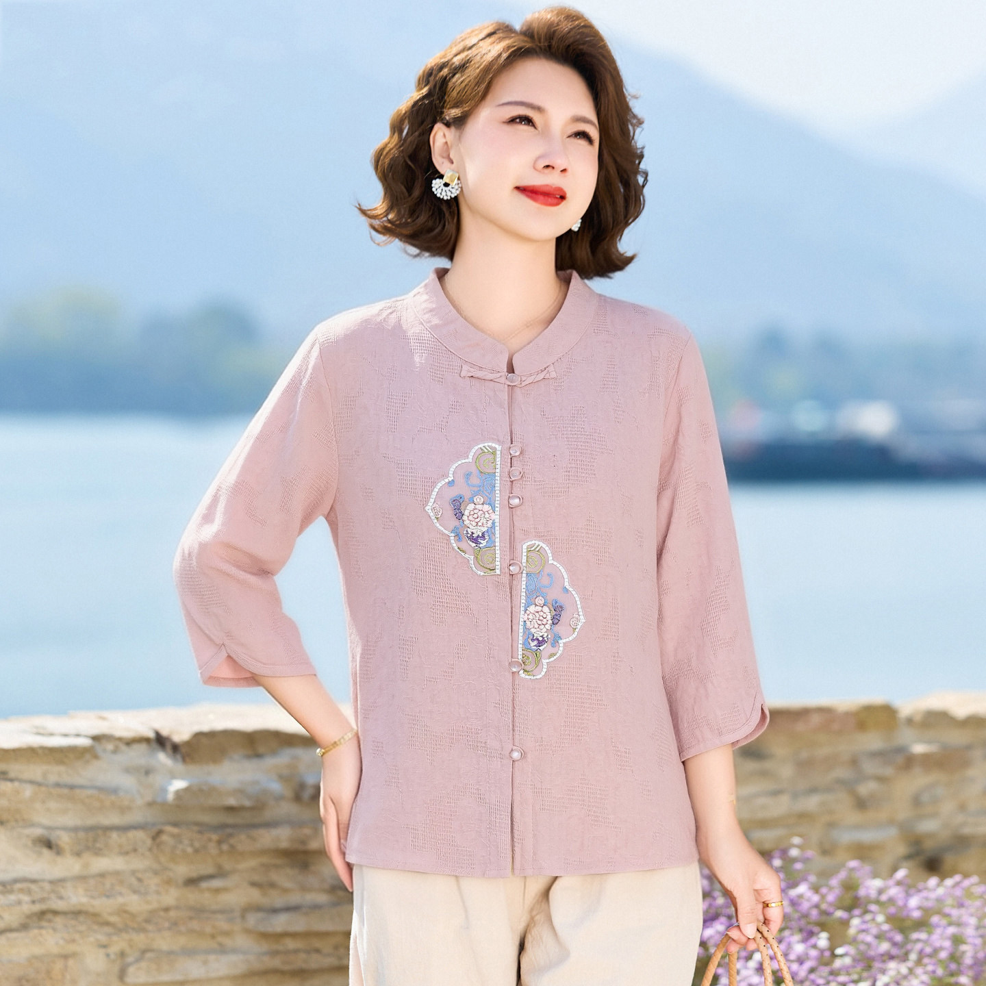 宽松大码中老年人女夏装套装阔太