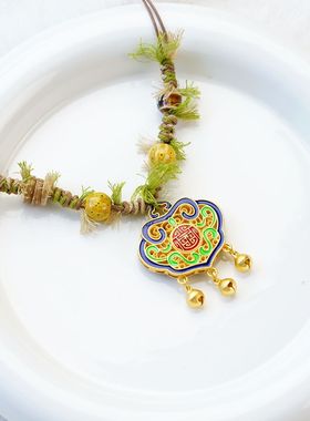 景德镇陶瓷项链小众气质平安锁新中式配饰毛衣链高级感小众首饰