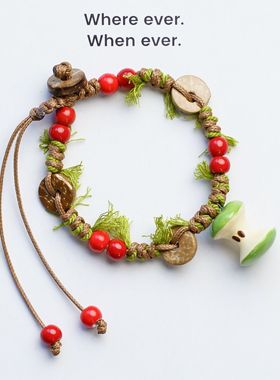 景德镇新款苹果圣诞重工编制手绳饰品手链送礼闺蜜学生手串