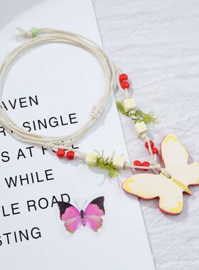 景德镇国风陶瓷蝴蝶中式高颜值小众项链锁骨链夏天出游搭配货源