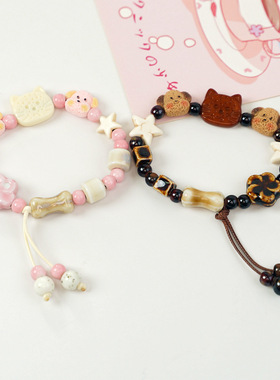 景德镇陶瓷手串卡通可爱重工风手串学生百搭爆款夜市摆摊手串