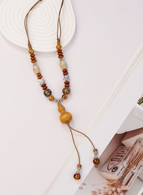 产地景德镇陶瓷项链葫芦跨境饰品国风文艺新中式手工编织项饰