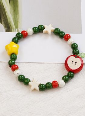 景德镇新款高级多彩花釉串珠陶瓷手串饰品民族风闺蜜系列手饰