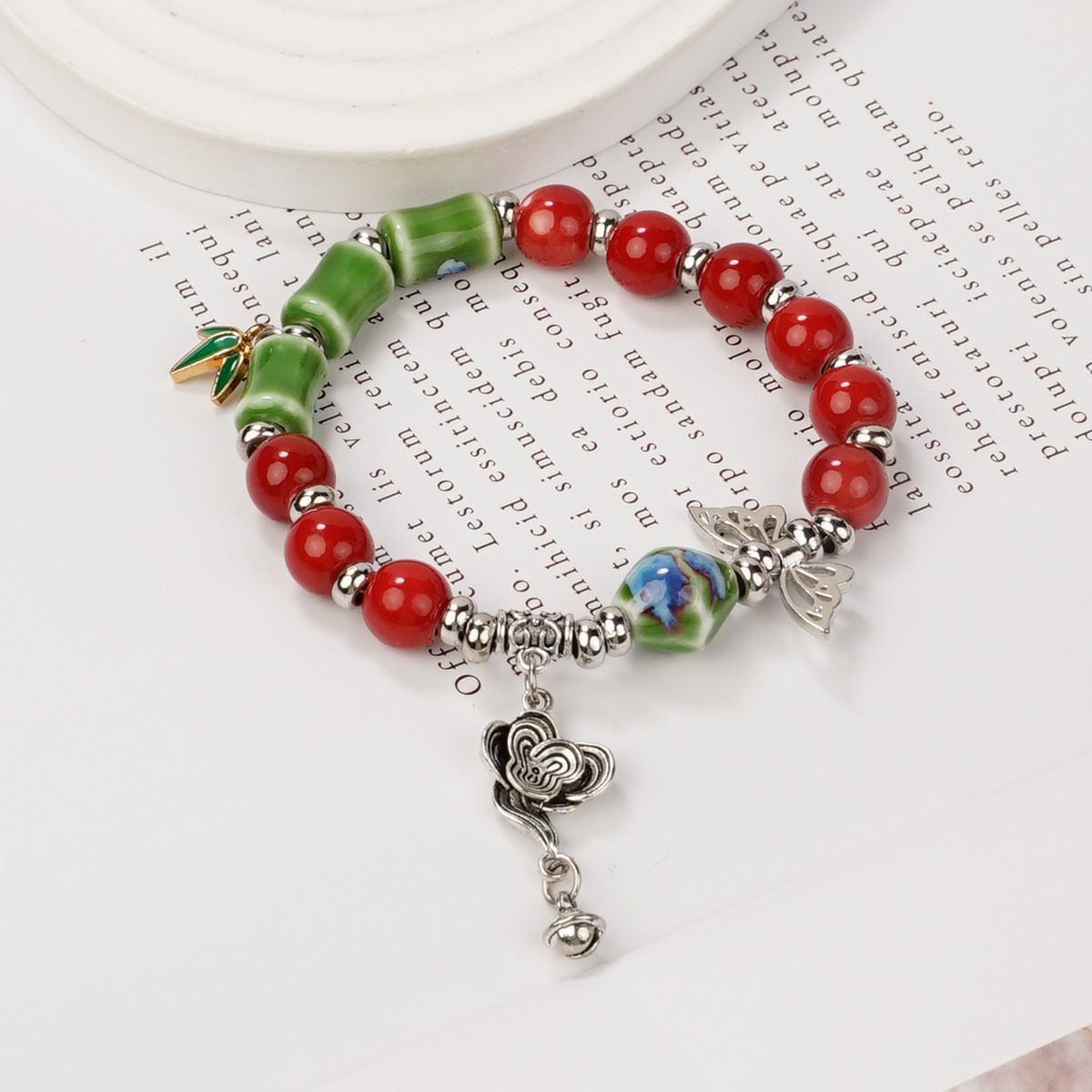 景德镇陶瓷手串原创民族风祥云蝴蝶学生文艺古风手链饰品女