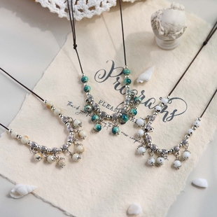 景德镇陶瓷项链古风颈链新中式 学生小清新女生手工编织国风饰品