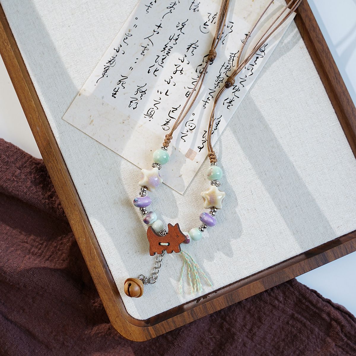 小红书同款小狗项链新中式民族风陶瓷长款毛衣链女古风挂饰配饰女