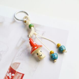 清新蘑菇开运吉祥编织手机小挂件饰品 如意生花包挂钥匙扣u盘防丢