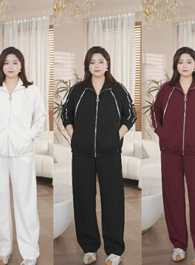 PWD33427【现货仅外套】春季新款休闲运动大码女装【衣长68】