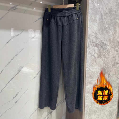 PWD33359【现货仅裤子】加绒加厚毛呢大码女装休闲裤【裤长102】