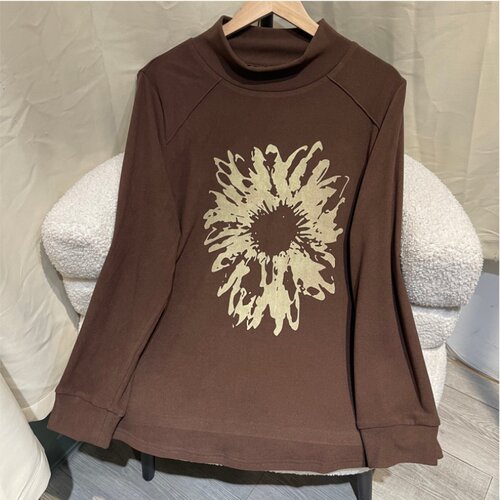 PWD33389【现货仅上衣】秋冬半高领套头显瘦大码女装【衣长70】