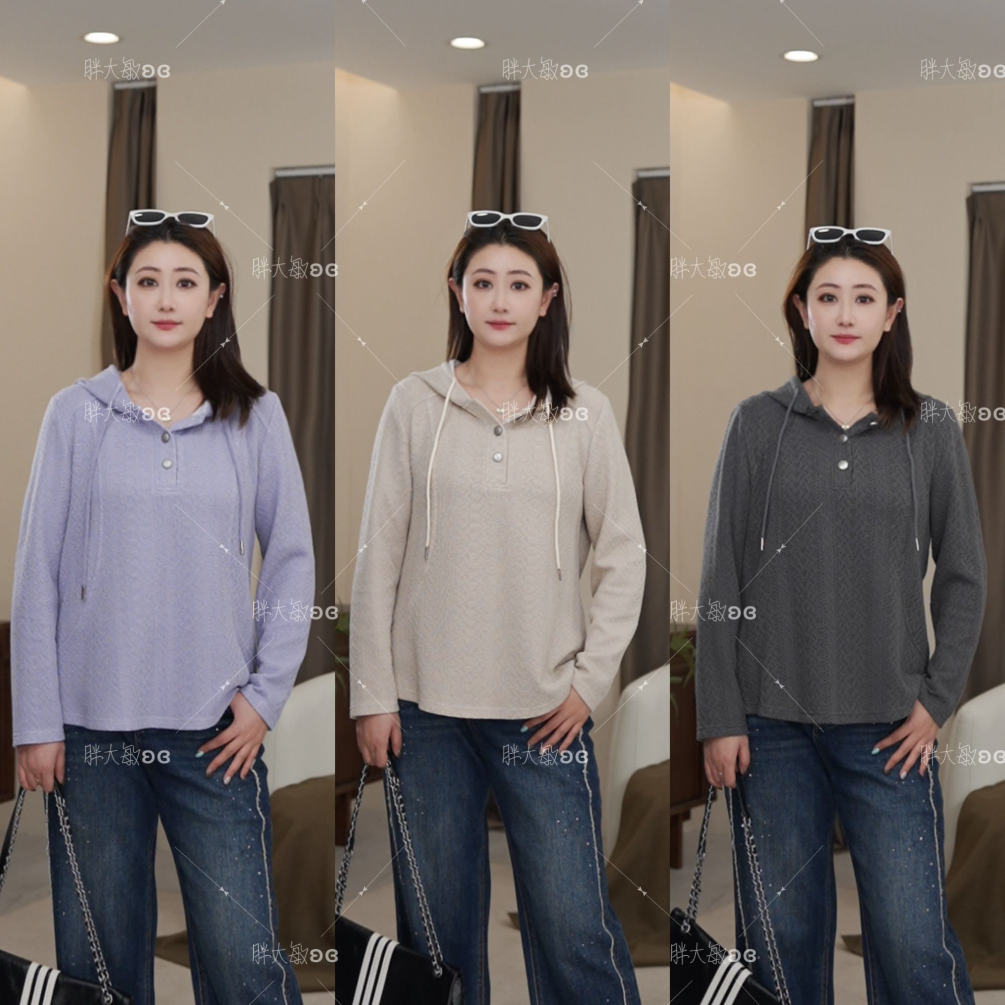 【秋款上新】PDM22547秋季新款显瘦纯色简约肌理感休闲大码女装上
