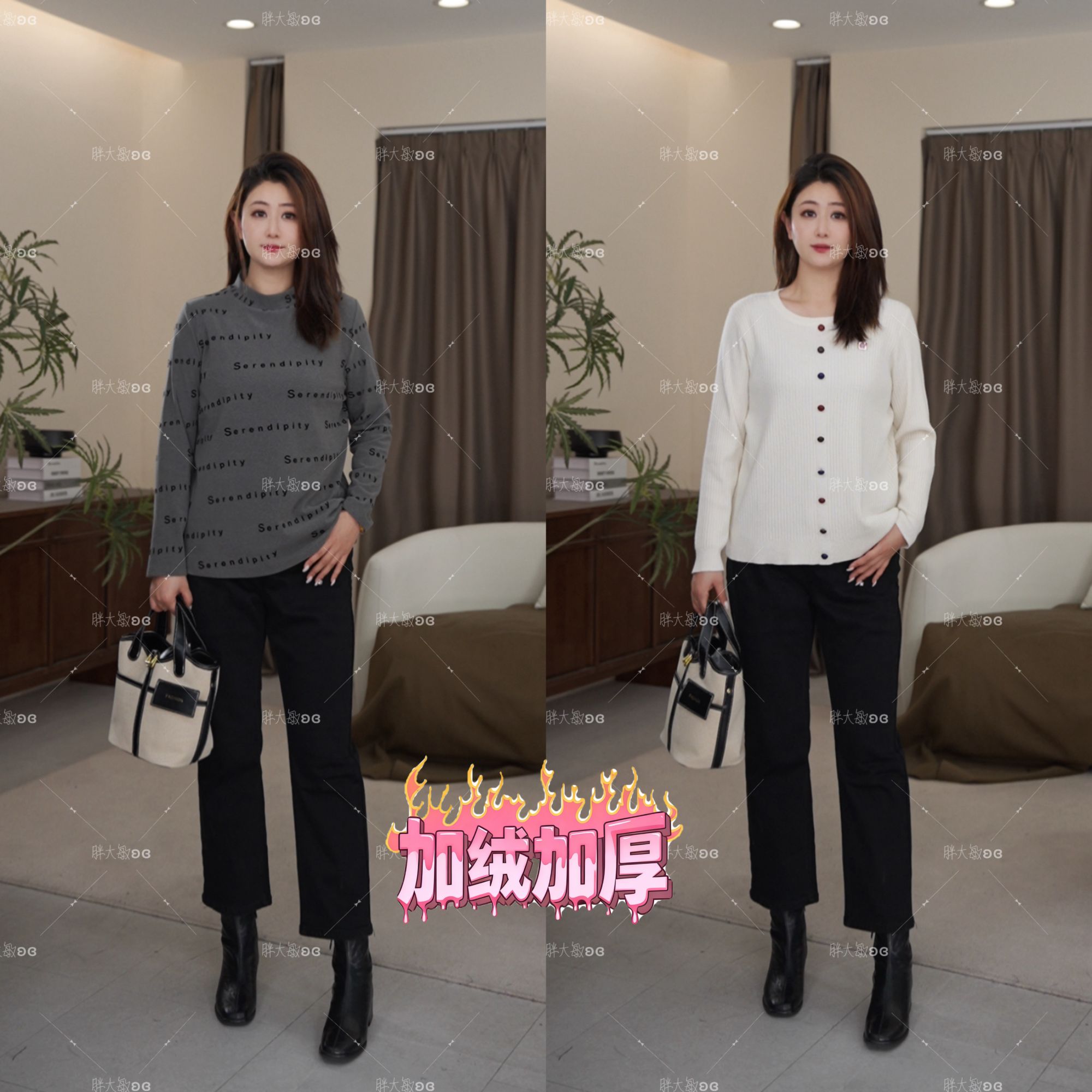 【上新】秋冬牛仔裤PMM82240新款松紧腰修饰腿型百搭牛仔裤大码女