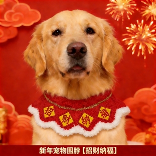 新年宠物围脖中大型犬宠物狗狗口水巾春节宠物围巾装饰品项圈装扮