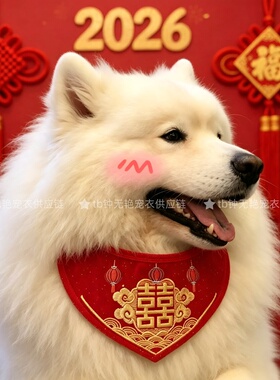 宠物口水巾喜字结婚狗狗装饰领结宠物围兜猫咪陪嫁猫围脖红色婚礼