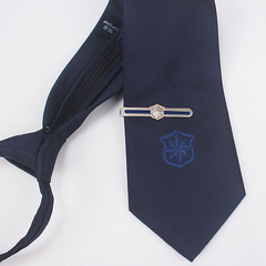 适用于保安领带 领带夹 保安工作服拉链式男女士制服专用藏青色