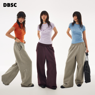 复古波点正肩凉感冰皮短袖 显瘦基础款 T女夏季 修身 T恤 半袖 DBSC美式