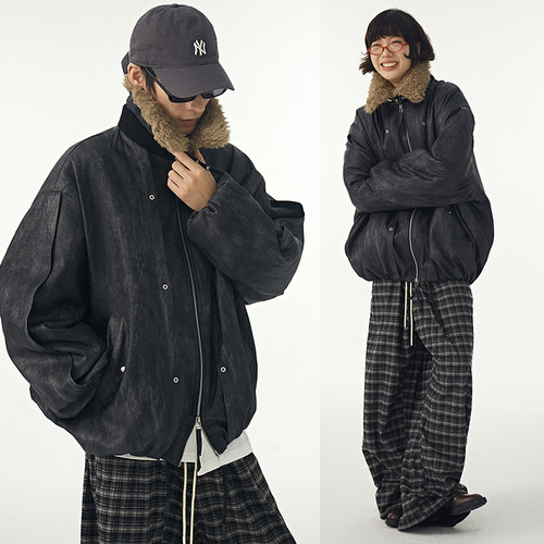 DBSC可拆卸毛领翻领宽松棉服冬季