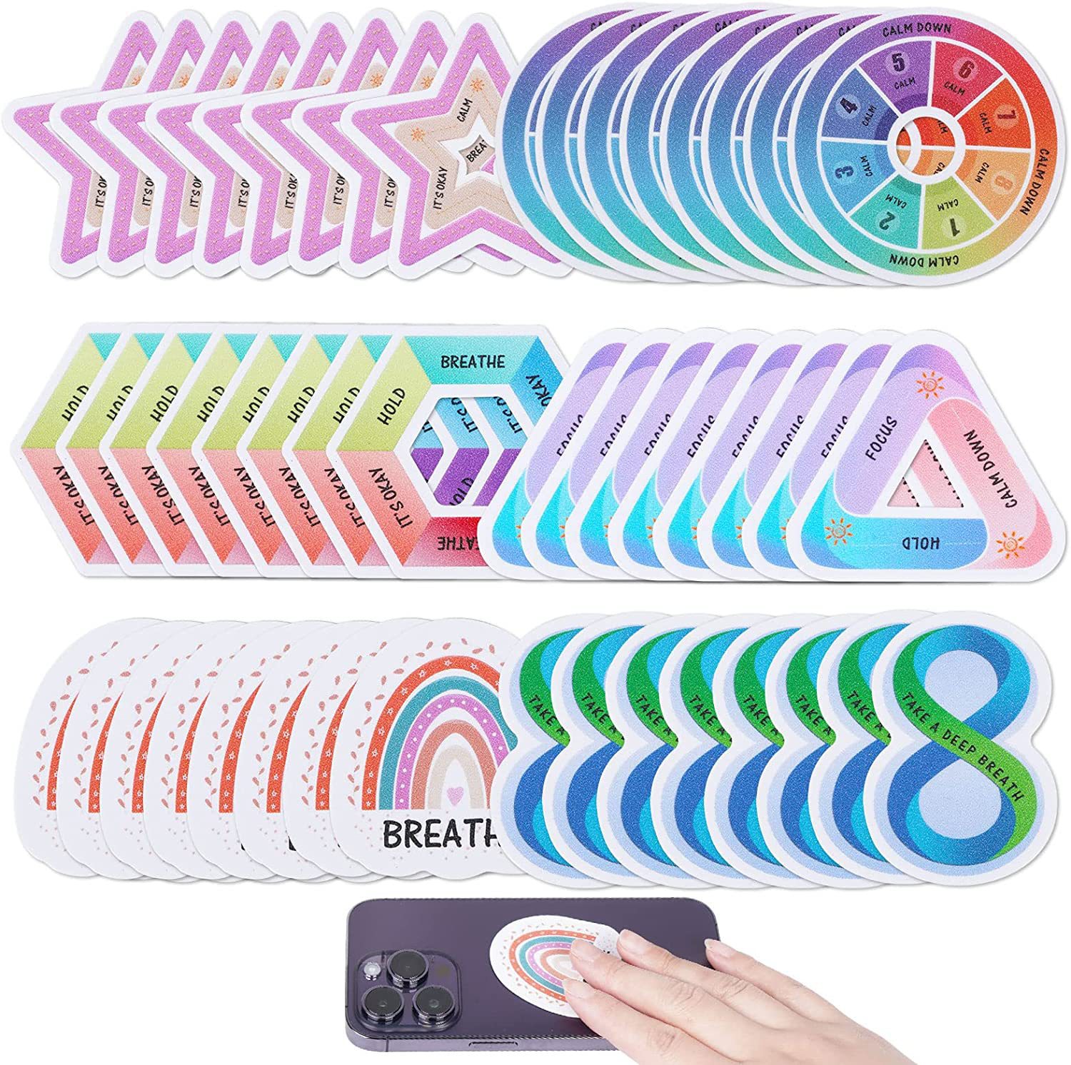 6 Pieces Stress Reducing Stickers Student Anxiety Sensory St