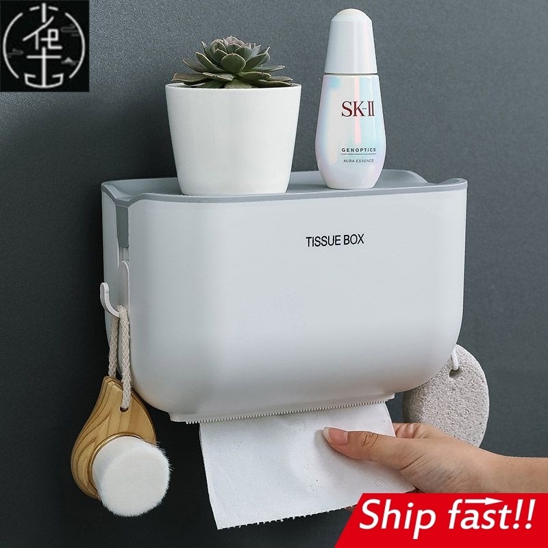 Hole-free toilet paper holder wall-mounted napkin tissue box