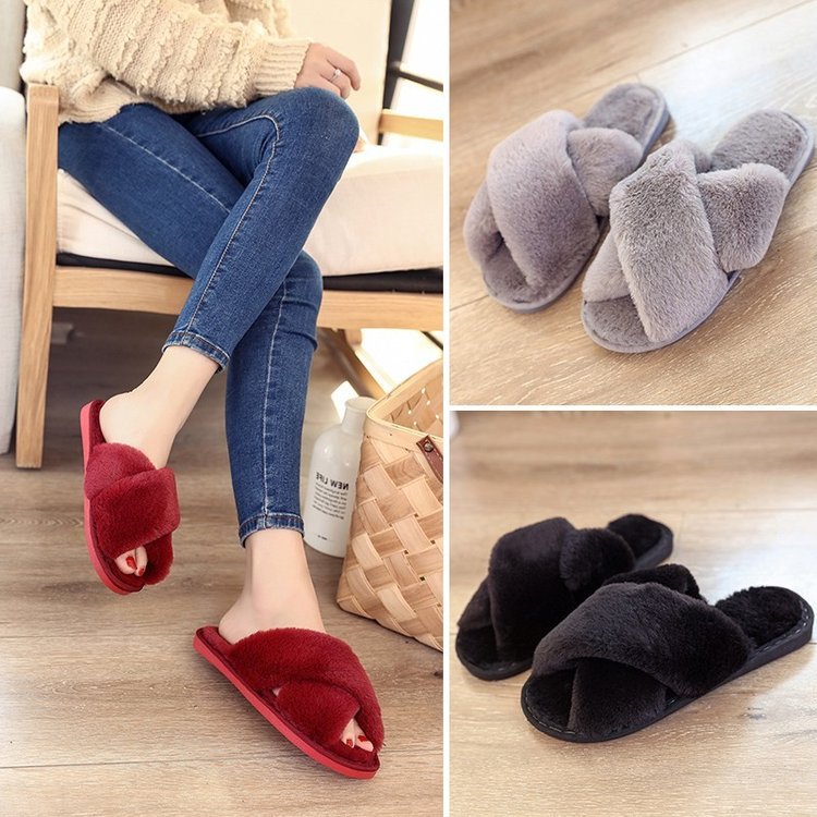 Ladies wear cotton slippers outside in winter,womens shoes