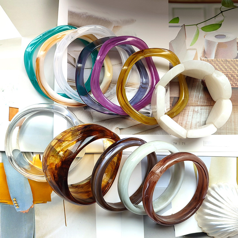 Wave Shape Women Fashion Acrylic Resin Bangles Jewelry