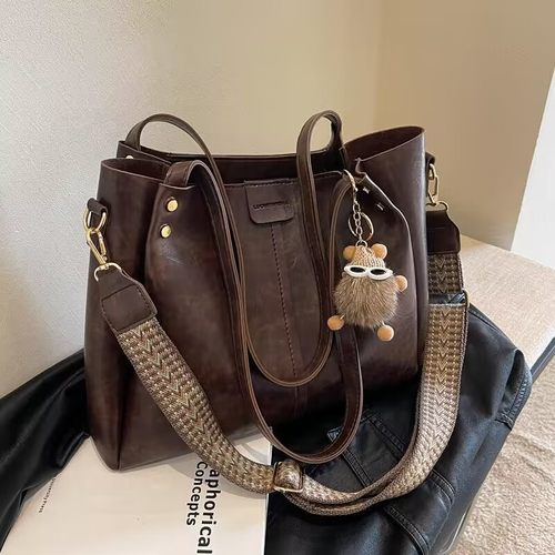 大容量托特包包女小众时尚复古单肩包宽带斜挎包大学生上课通勤包