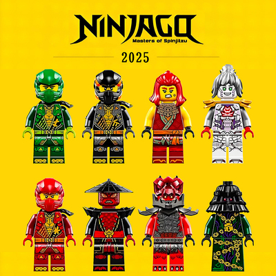 2025幻影忍者人仔积木新款 劳埃德封禁五人组 双面印刷拼搭人偶