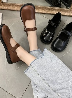 2021新款圆头休闲低跟女鞋韩版搭扣女鞋子