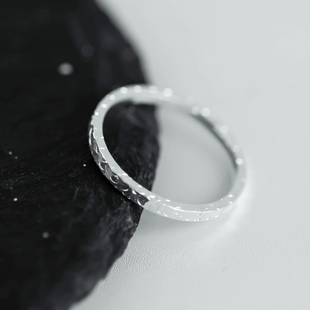 繁星 碎冰冰足银9999戒指光面女简约细圈戒指时尚个性指环情侣款