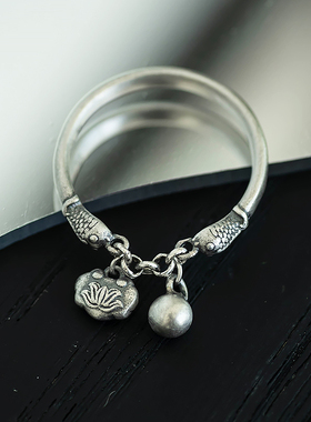 女款足银国风做旧精雕工艺戒指