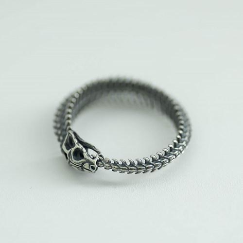 S925纯银蛇骨戒指高级感