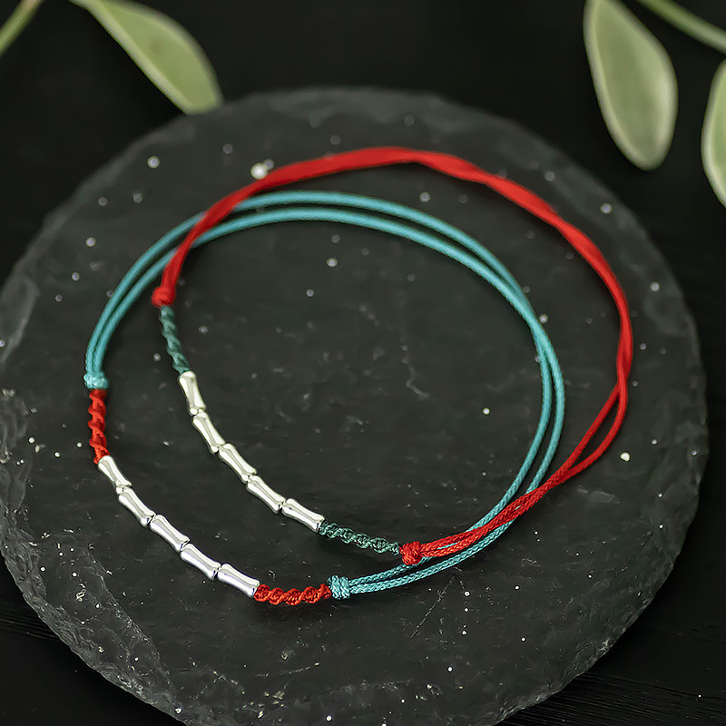 云上锦 节节高升脚链女编织绳红绳本命年高级感上岸转运珠复古风