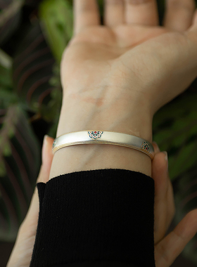 新中式女足银999珐琅手镯