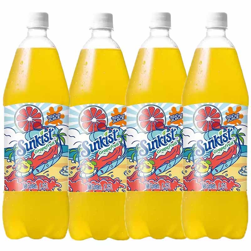 屈臣氏新奇士西柚汁汽水1.25L大瓶装果汁整箱柚子味饮料新货包邮