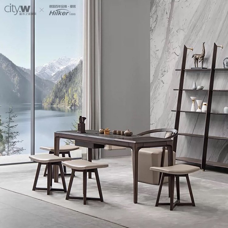 专柜正品德国优客家具茶台1.6米pt6101实木极简轻奢北欧茶桌茶椅