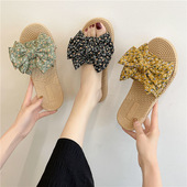 凉拖鞋 女夏平底潮流新款 韩版 时尚 百搭日常居家学生蝴蝶结罗马拖鞋