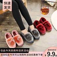 Меховая женская обувь осенью и зимой, теплая домашняя обувь плюс бархатные шапочки для верхней одежды, новые хлопковые туфли на мягкой подошве с глубоким вырезом после родов.