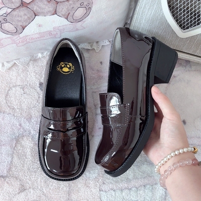 原创jk鞋子正统基础款制服鞋校供感中跟学院风日系圆头小皮鞋学生