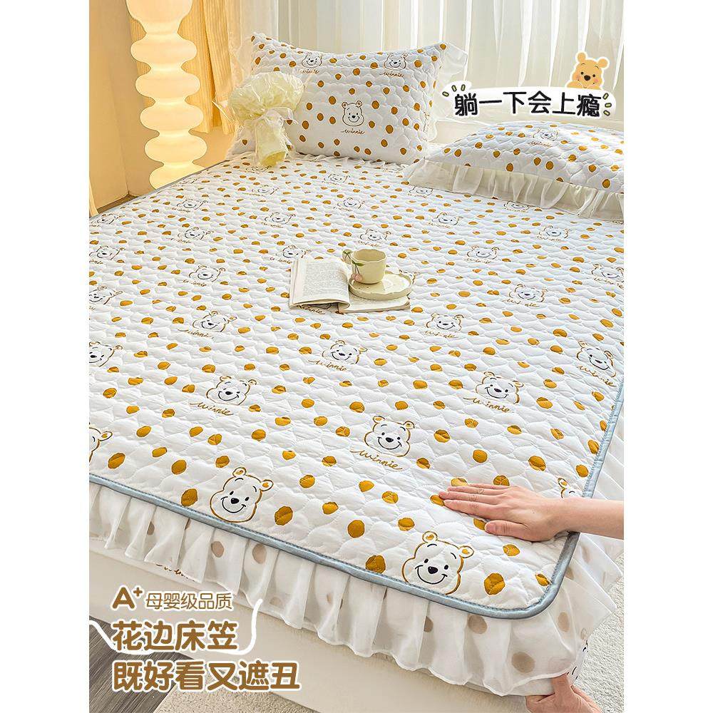 床裙夹棉床笠床罩二合一单件卡通床套榻榻米床垫保护套防尘床罩